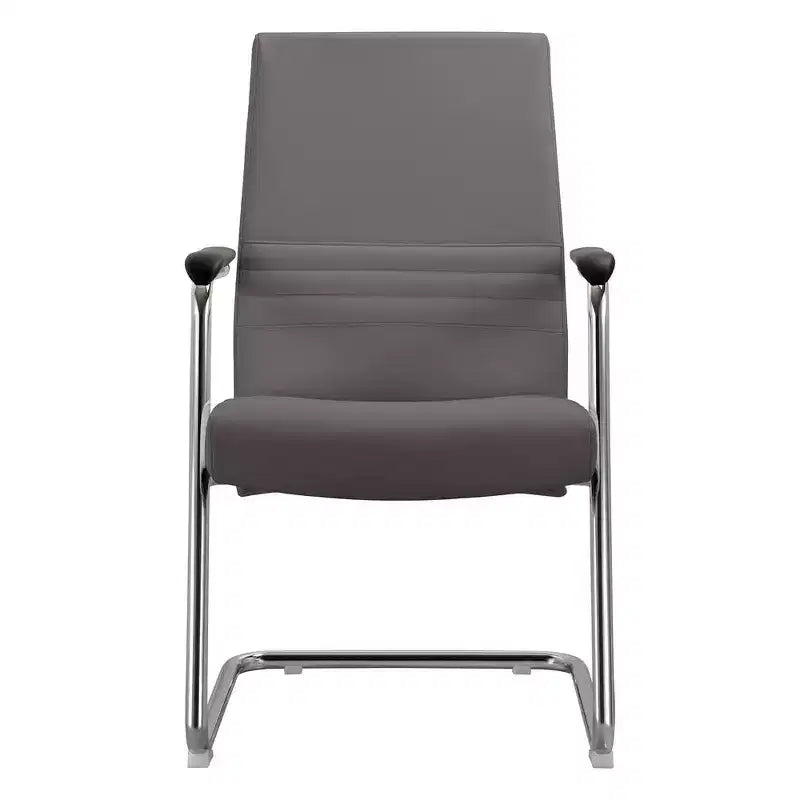 Chaise de bureau moderne Aleen de LeisureMod - Cuir rembourré avec base luge ergonomique en fer - Siège de bureau et de travail à domicile