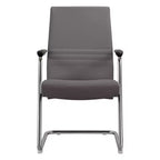 Chaise de bureau moderne Aleen de LeisureMod - Cuir rembourré avec base luge ergonomique en fer - Siège de bureau et de travail à domicile