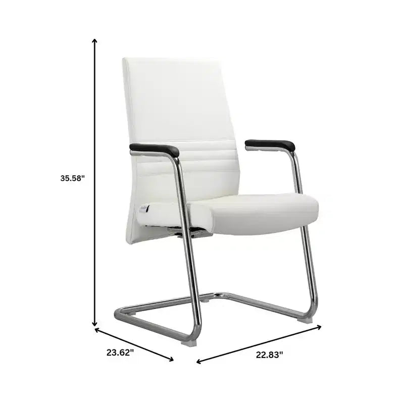 Chaise de bureau moderne Aleen de LeisureMod - Cuir rembourré avec base luge ergonomique en fer - Siège de bureau et de travail à domicile
