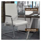 Chaise de bureau moderne Aleen de LeisureMod - Cuir rembourré avec base luge ergonomique en fer - Siège de bureau et de travail à domicile