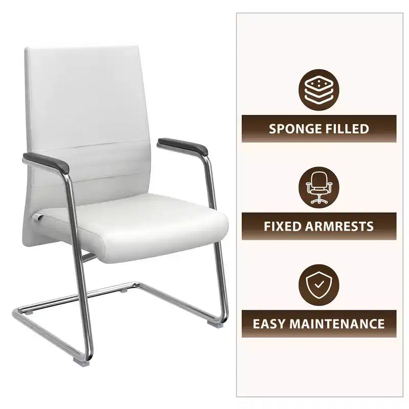 Chaise de bureau moderne Aleen de LeisureMod - Cuir rembourré avec base luge ergonomique en fer - Siège de bureau et de travail à domicile