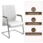 Chaise de bureau moderne Aleen de LeisureMod - Cuir rembourré avec base luge ergonomique en fer - Siège de bureau et de travail à domicile