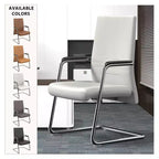 Chaise de bureau moderne Aleen de LeisureMod - Cuir rembourré avec base luge ergonomique en fer - Siège de bureau et de travail à domicile