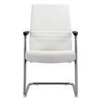 Chaise de bureau moderne Aleen de LeisureMod - Cuir rembourré avec base luge ergonomique en fer - Siège de bureau et de travail à domicile