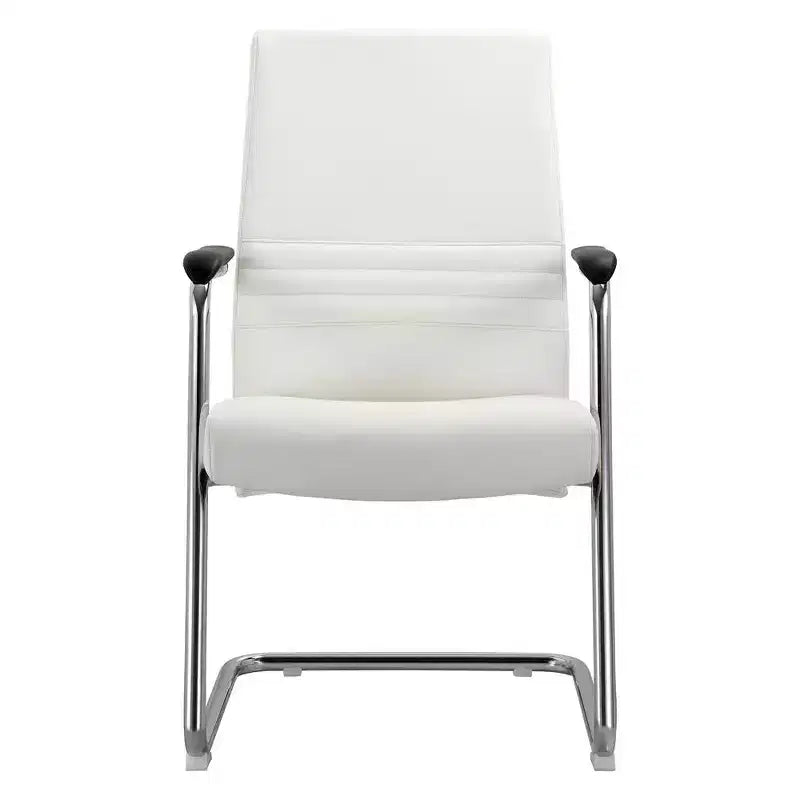 Chaise de bureau moderne Aleen de LeisureMod - Cuir rembourré avec base luge ergonomique en fer - Siège de bureau et de travail à domicile