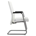Chaise de bureau moderne Aleen de LeisureMod - Cuir rembourré avec base luge ergonomique en fer - Siège de bureau et de travail à domicile
