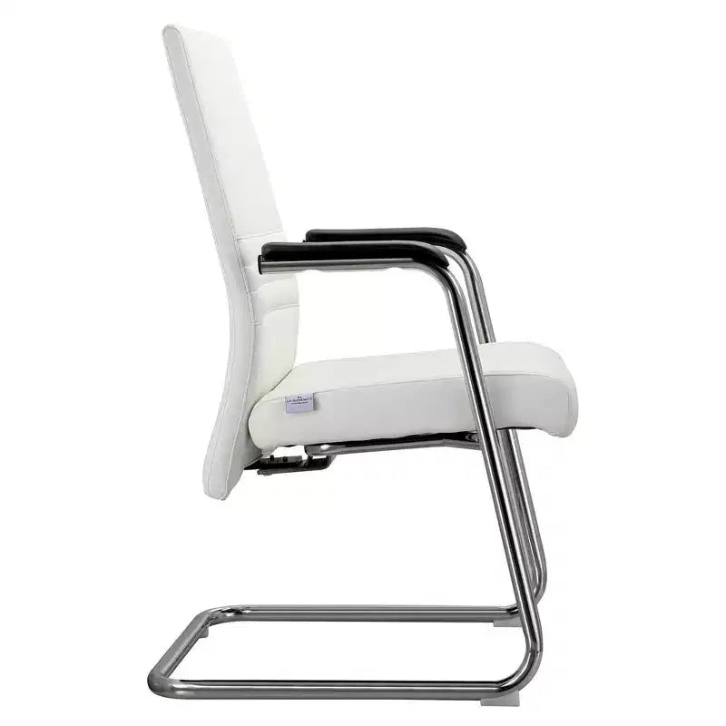 Chaise de bureau moderne Aleen de LeisureMod - Cuir rembourré avec base luge ergonomique en fer - Siège de bureau et de travail à domicile