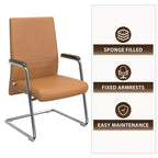 Chaise de bureau moderne Aleen de LeisureMod - Cuir rembourré avec base luge ergonomique en fer - Siège de bureau et de travail à domicile