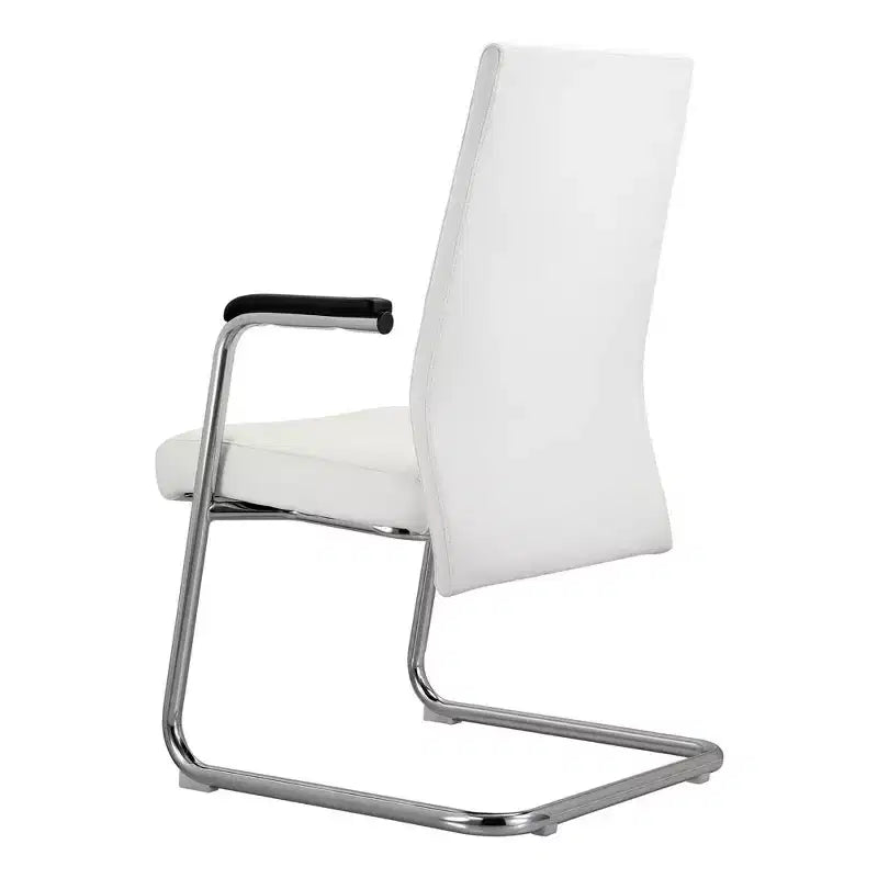 Chaise de bureau moderne Aleen de LeisureMod - Cuir rembourré avec base luge ergonomique en fer - Siège de bureau et de travail à domicile