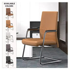 Chaise de bureau moderne Aleen de LeisureMod - Cuir rembourré avec base luge ergonomique en fer - Siège de bureau et de travail à domicile