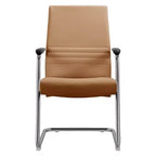 Chaise de bureau moderne Aleen de LeisureMod - Cuir rembourré avec base luge ergonomique en fer - Siège de bureau et de travail à domicile