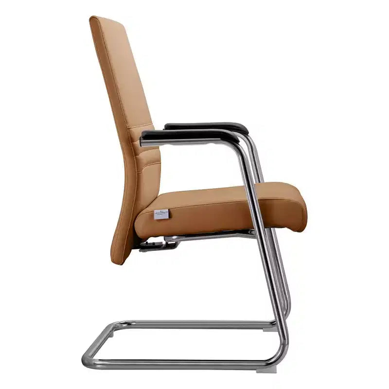 Chaise de bureau moderne Aleen de LeisureMod - Cuir rembourré avec base luge ergonomique en fer - Siège de bureau et de travail à domicile