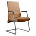 LeisureMod Aleen Modern Office Chair - Upholstered Leather with Ergonomic Iron Sled Base - Home Office & Desk Seating