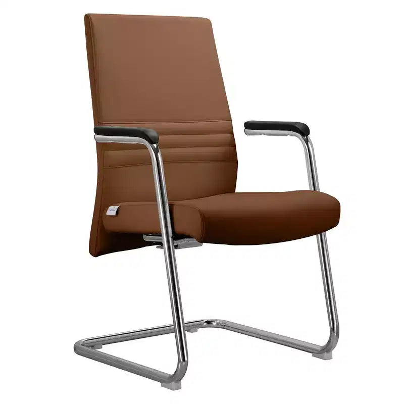 Chaise de bureau moderne Aleen de LeisureMod - Cuir rembourré avec base luge ergonomique en fer - Siège de bureau et de travail à domicile