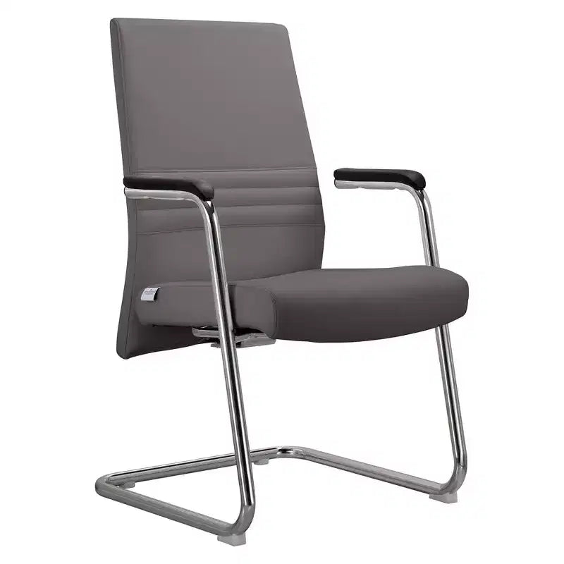 Chaise de bureau moderne Aleen de LeisureMod - Cuir rembourré avec base luge ergonomique en fer - Siège de bureau et de travail à domicile