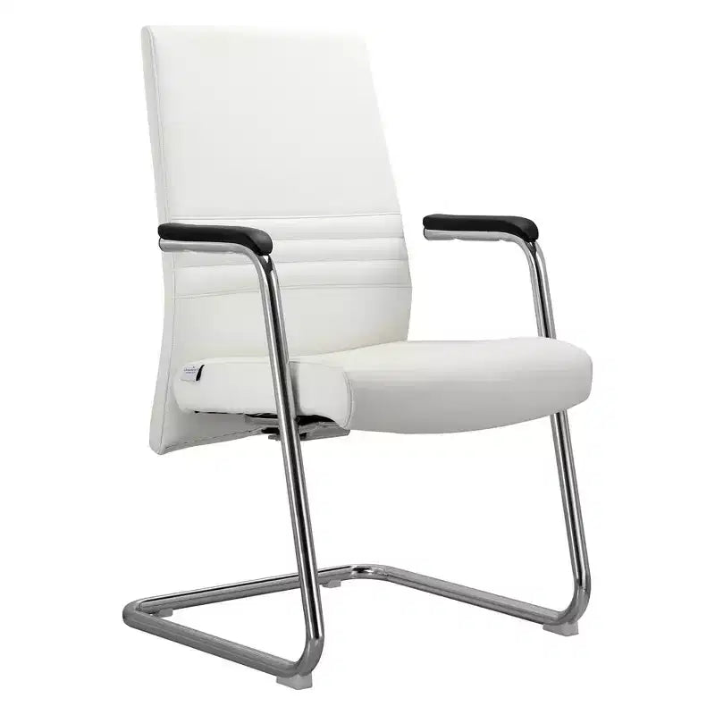 Chaise de bureau moderne Aleen de LeisureMod - Cuir rembourré avec base luge ergonomique en fer - Siège de bureau et de travail à domicile