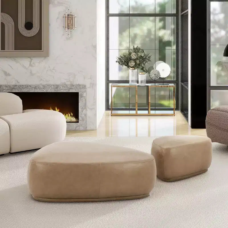 Jennifer Taylor Home Pebble Ensemble de poufs triangulaires arrondis 44 et 26
