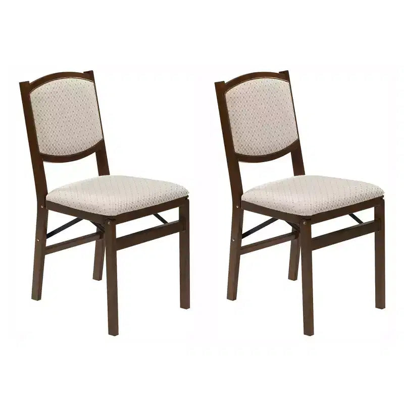 MECO Stakmore Lot de 4 chaises de salle à manger pliantes compactes contemporaines en bois massif de qualité supérieure avec siège rembourré en tissu, coloris bois fruitier