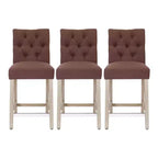 WestinTrends Hayes Tabouret de comptoir capitonné en tissu de lin, lot de 3, gris antique, marron