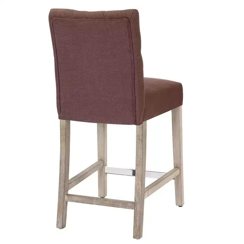 WestinTrends Hayes Tabouret de comptoir capitonné en tissu de lin, lot de 3, gris antique, marron