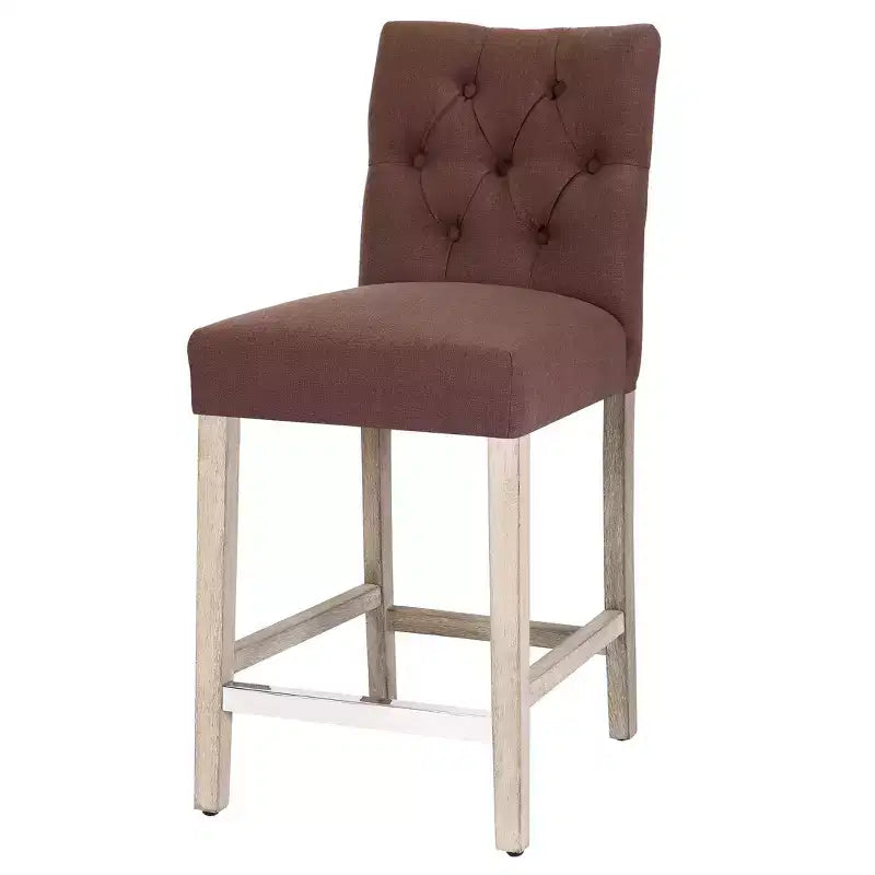 WestinTrends Hayes Tabouret de comptoir capitonné en tissu de lin, lot de 3, gris antique, marron