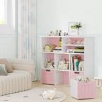 Meuble de rangement pour jouets, étagère à jouets pour enfants, bibliothèque avec roulettes cachées, 3 tiroirs amovibles pour chambre à coucher, salle de jeux et crèche, blanc rose
