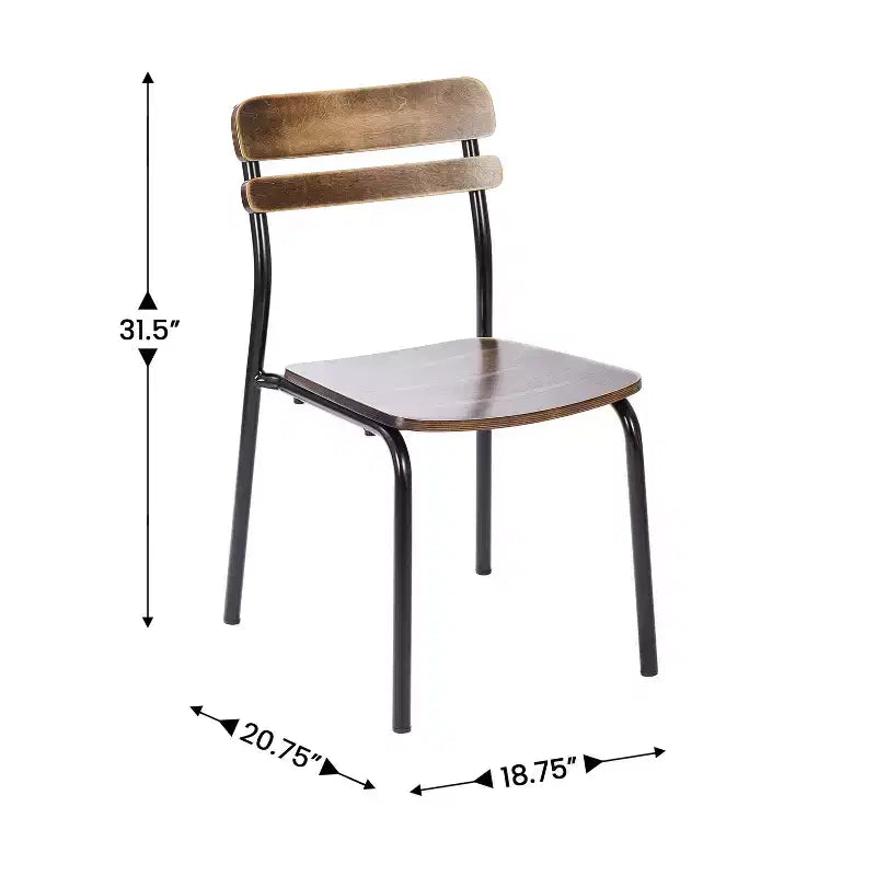 Lot de 2 chaises de salle à manger Emma et Oliver avec structure en métal et assise et dossier en bois massif à finition antique