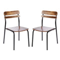 Lot de 2 chaises de salle à manger Emma et Oliver avec structure en métal et assise et dossier en bois massif à finition antique