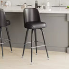 Tabouret de bar Emma et Oliver en métal avec siège baquet pivotant