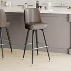 Tabouret de bar Emma et Oliver en métal avec siège baquet pivotant