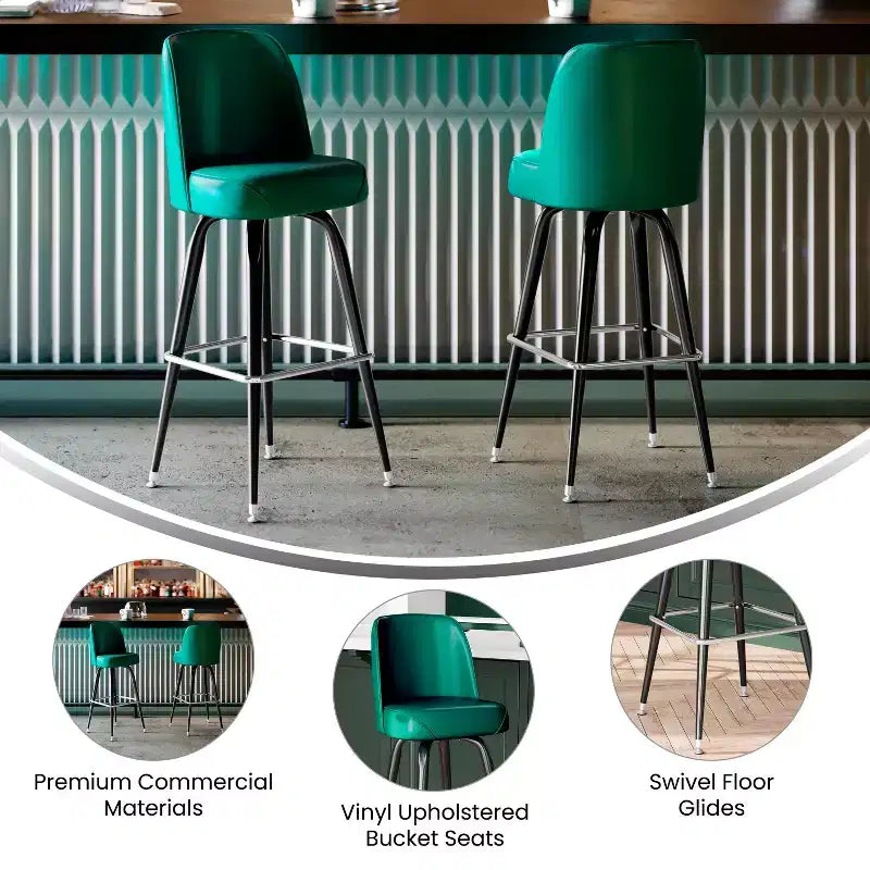Tabouret de bar Emma et Oliver en métal avec siège baquet pivotant