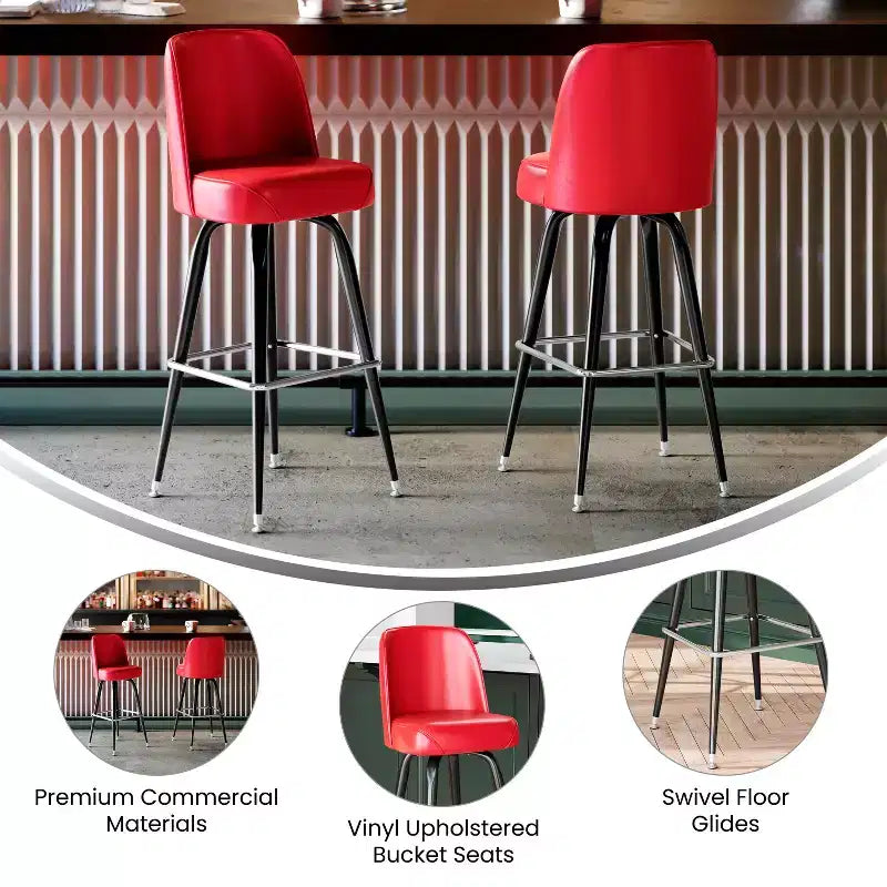 Tabouret de bar Emma et Oliver en métal avec siège baquet pivotant