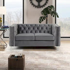 Causeuse et canapé modernes en velours hollandais beige, pieds en fer