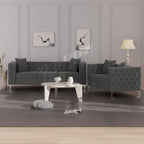 Causeuse et canapé modernes en velours hollandais beige, pieds en fer