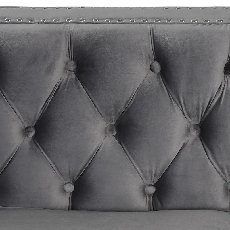Causeuse et canapé modernes en velours hollandais beige, pieds en fer