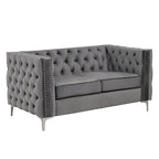 Causeuse et canapé modernes en velours hollandais beige, pieds en fer
