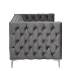 Causeuse et canapé modernes en velours hollandais beige, pieds en fer