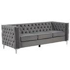 Causeuse et canapé modernes en velours hollandais beige, pieds en fer