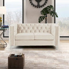 Causeuse et canapé modernes en velours hollandais beige, pieds en fer