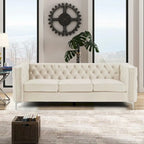 Causeuse et canapé modernes en velours hollandais beige, pieds en fer