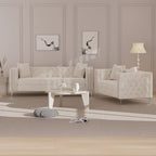 Causeuse et canapé modernes en velours hollandais beige, pieds en fer