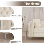 Causeuse et canapé modernes en velours hollandais beige, pieds en fer