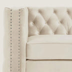 Causeuse et canapé modernes en velours hollandais beige, pieds en fer