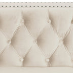 Causeuse et canapé modernes en velours hollandais beige, pieds en fer