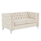 Causeuse et canapé modernes en velours hollandais beige, pieds en fer