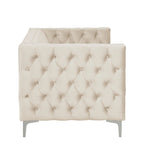 Causeuse et canapé modernes en velours hollandais beige, pieds en fer
