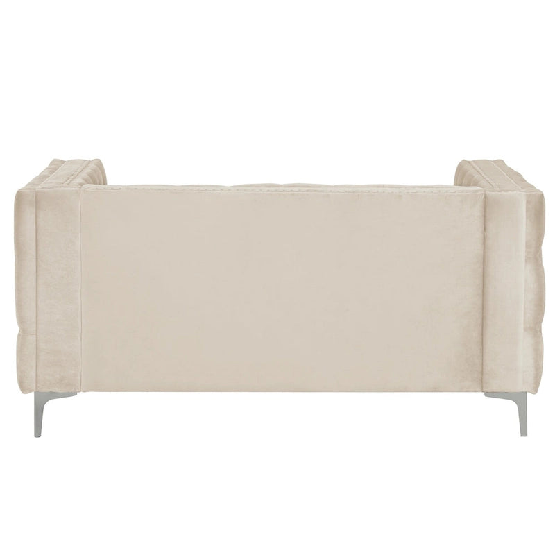 Causeuse et canapé modernes en velours hollandais beige, pieds en fer