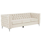 Causeuse et canapé modernes en velours hollandais beige, pieds en fer
