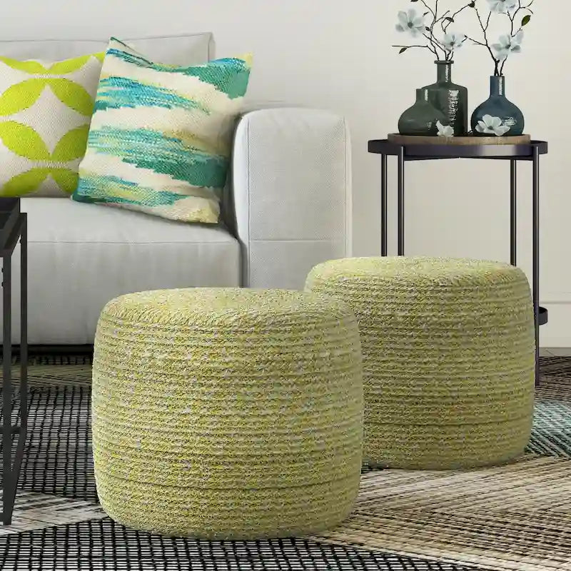 Pouf tressé rond