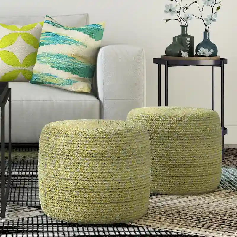 Pouf tressé rond